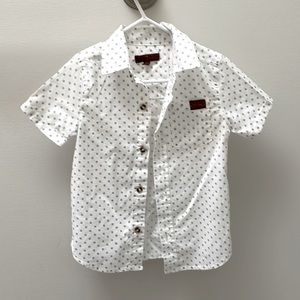 7 For All Mankind Boys White Short Sleeve Button-Up Shirt - Size 3T